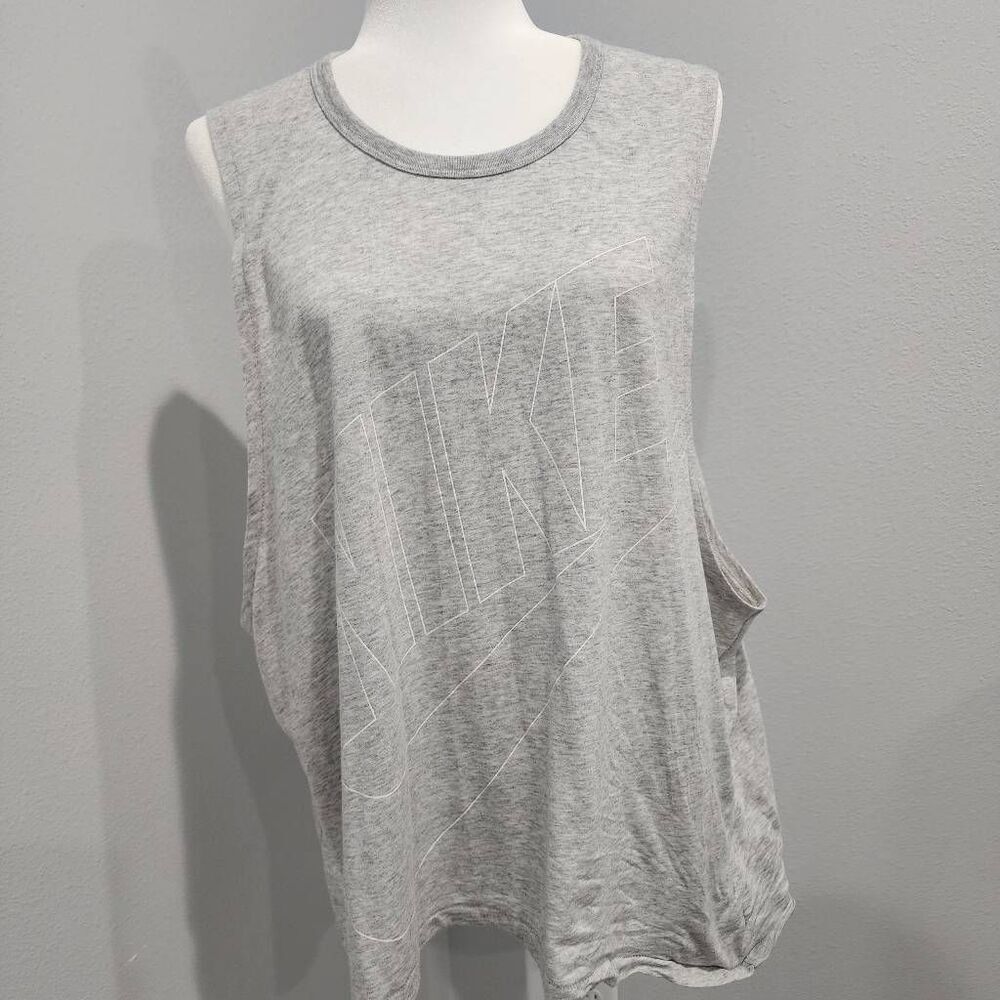 Nike Shirt XL Gray Swoosh Sleeveless Athletic Active Gym Sports Tank Top